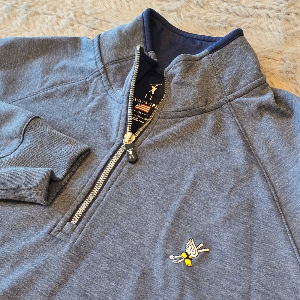 Fairway & Greene Winged Foot Golf Club Mens Quarter Zip Pullover Blue Medium USA